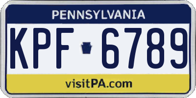 PA license plate KPF6789