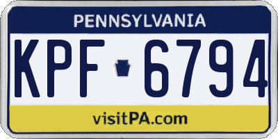 PA license plate KPF6794