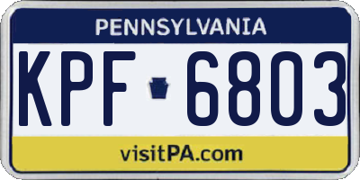 PA license plate KPF6803