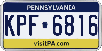 PA license plate KPF6816