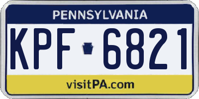 PA license plate KPF6821