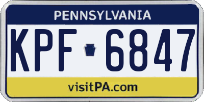 PA license plate KPF6847