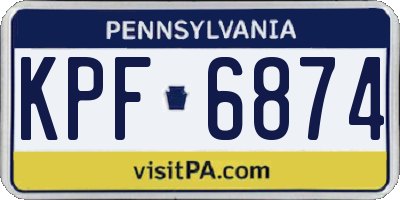 PA license plate KPF6874
