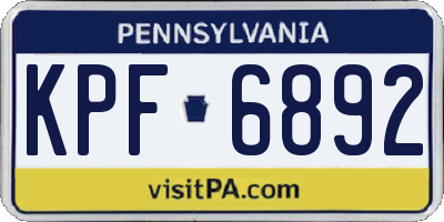 PA license plate KPF6892