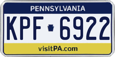 PA license plate KPF6922