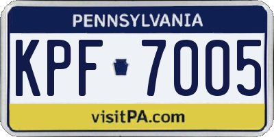 PA license plate KPF7005