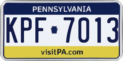 PA license plate KPF7013