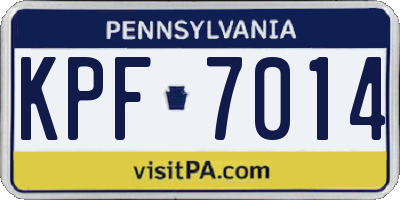 PA license plate KPF7014