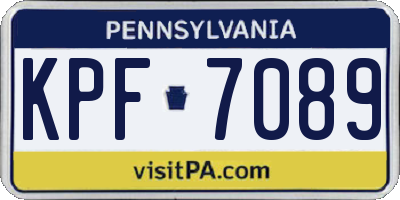 PA license plate KPF7089