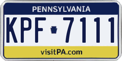 PA license plate KPF7111