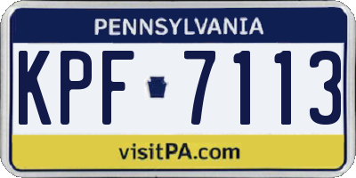 PA license plate KPF7113