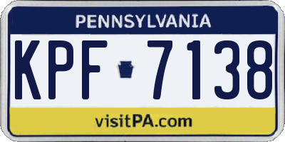 PA license plate KPF7138