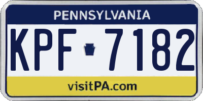 PA license plate KPF7182