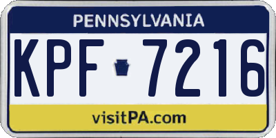 PA license plate KPF7216