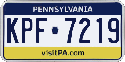 PA license plate KPF7219