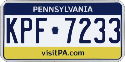 PA license plate KPF7233