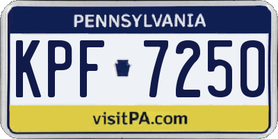 PA license plate KPF7250