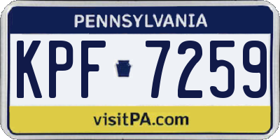 PA license plate KPF7259