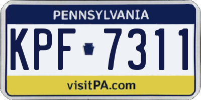 PA license plate KPF7311