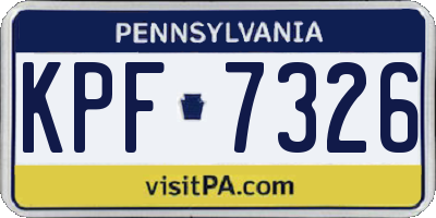 PA license plate KPF7326