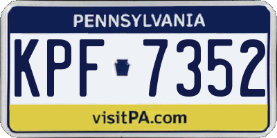 PA license plate KPF7352