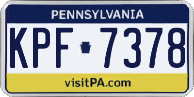 PA license plate KPF7378