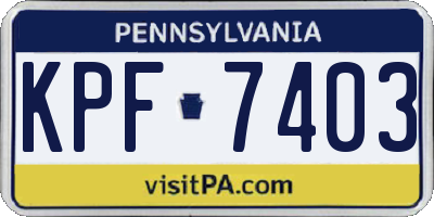 PA license plate KPF7403