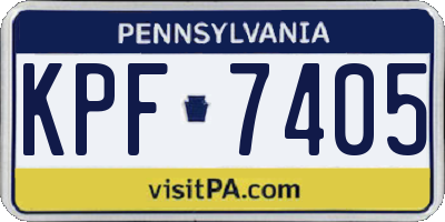 PA license plate KPF7405