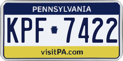 PA license plate KPF7422