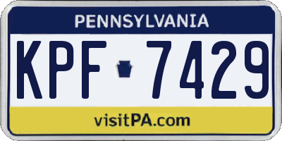 PA license plate KPF7429