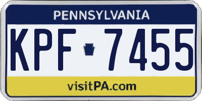 PA license plate KPF7455