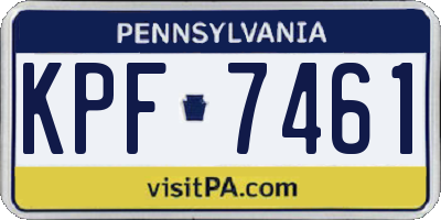 PA license plate KPF7461