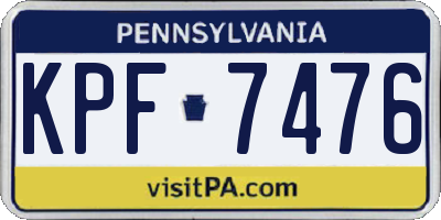PA license plate KPF7476