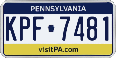 PA license plate KPF7481