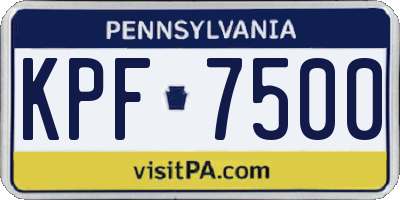 PA license plate KPF7500