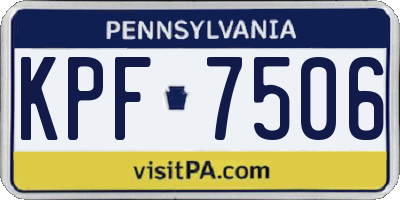 PA license plate KPF7506