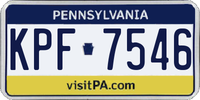 PA license plate KPF7546