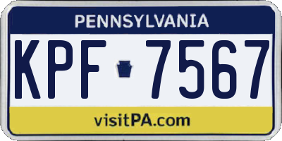 PA license plate KPF7567