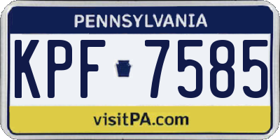 PA license plate KPF7585