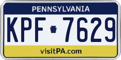 PA license plate KPF7629