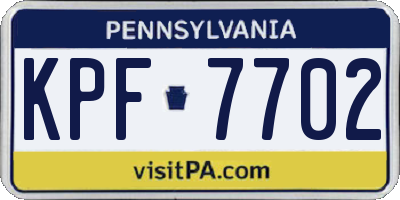 PA license plate KPF7702