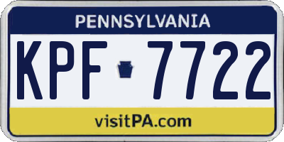 PA license plate KPF7722