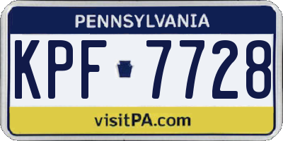 PA license plate KPF7728