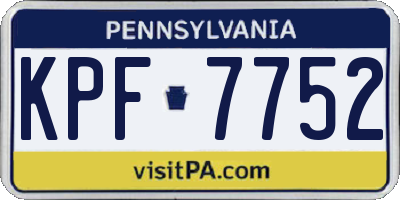PA license plate KPF7752