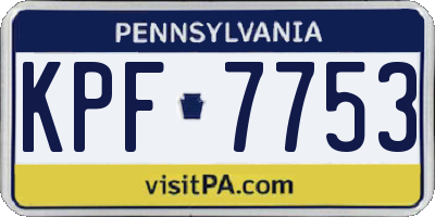 PA license plate KPF7753