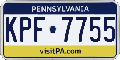 PA license plate KPF7755