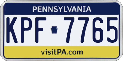 PA license plate KPF7765