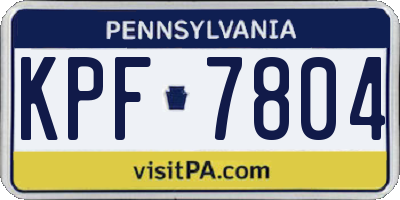 PA license plate KPF7804