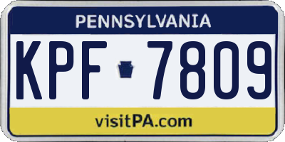 PA license plate KPF7809