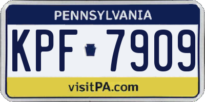 PA license plate KPF7909